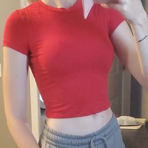 Red Wilfred Free Crewneck Cropped T-shirt